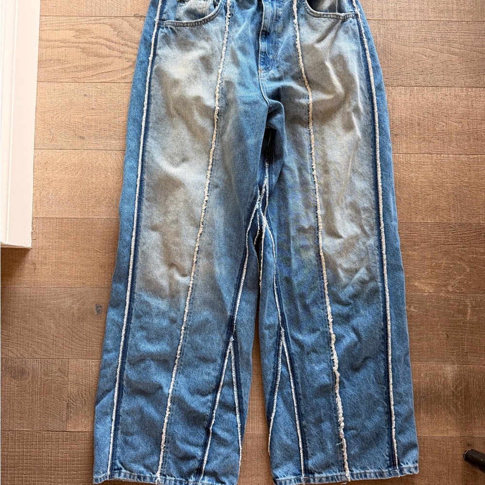 Zara Men's Distressed Blue Bootcut Jeans